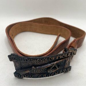 Vintage Leather Disney Davy Crockett  Belt & Buckle